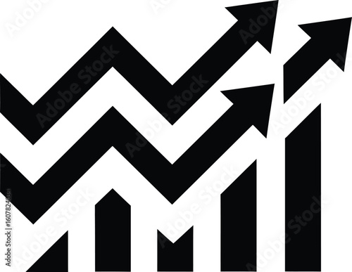 Stock market logo icon in black color. Vector art.
