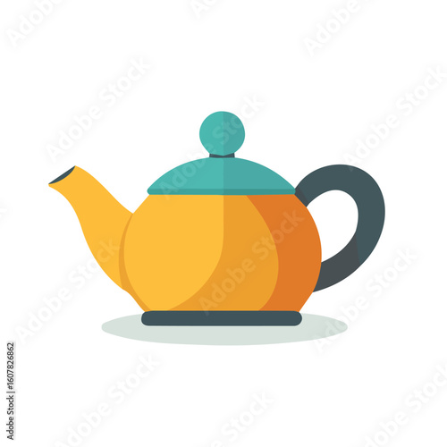 Minimalistic 2D flat icon featuring a teapot, clean vector design, simple illustration style, isolated on a white background, modern element in vector and EPS format. simple design set, Illustration