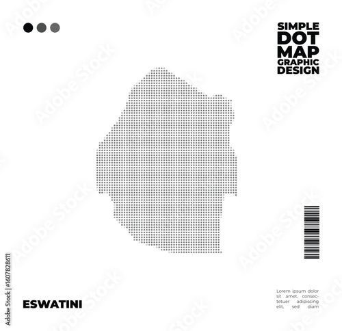 Minimalist and simple dot map of Eswatini, use for infographic or education