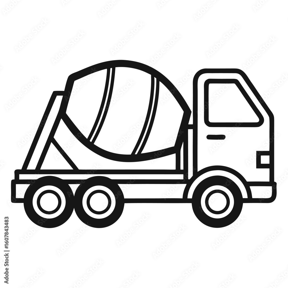 Fototapeta premium Simple cement mixer truck icon for construction and industry
