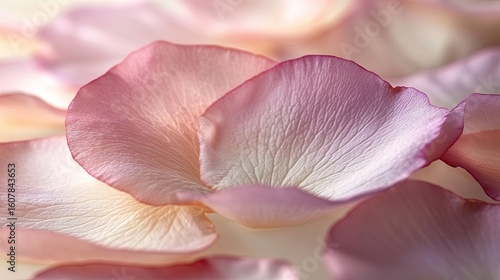 Ethereal Macro of Veined Pink Rose Petals in Soft, Dreamy Light
