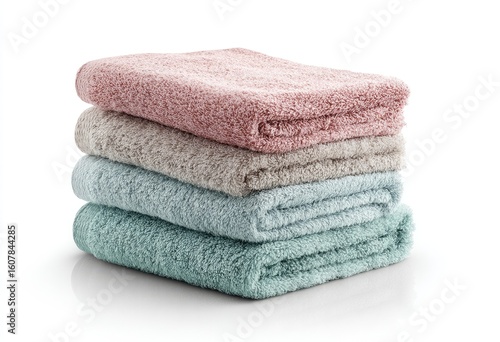 Stack of soft, pastel-colored towels