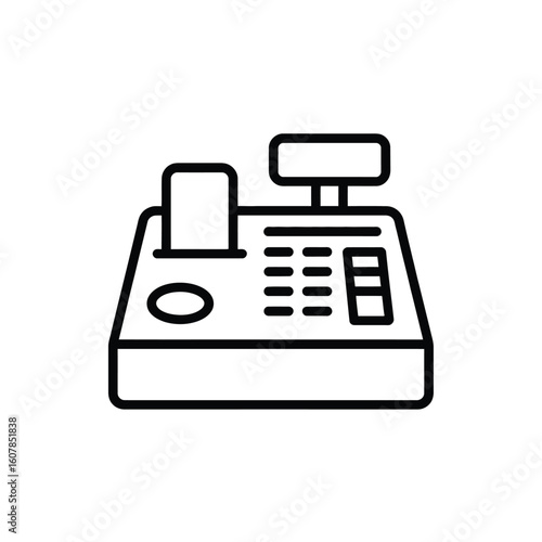 Simple outline icon of a vintage cash register