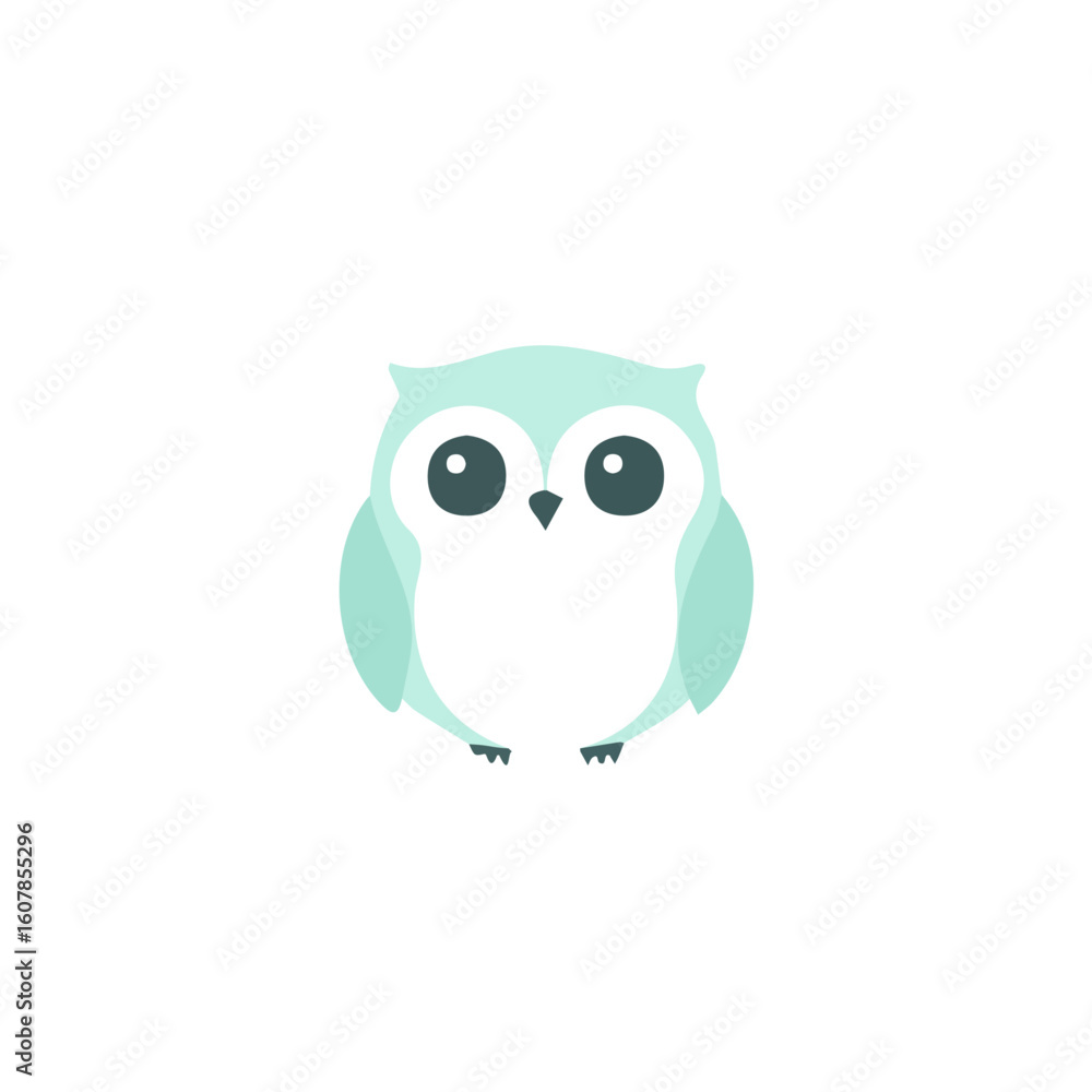 Fototapeta premium Minimalistic 2D flat icon featuring an owl, clean vector design, simple illustration style, isolated on a white background, modern element in vector and EPS format. simple design set, my design