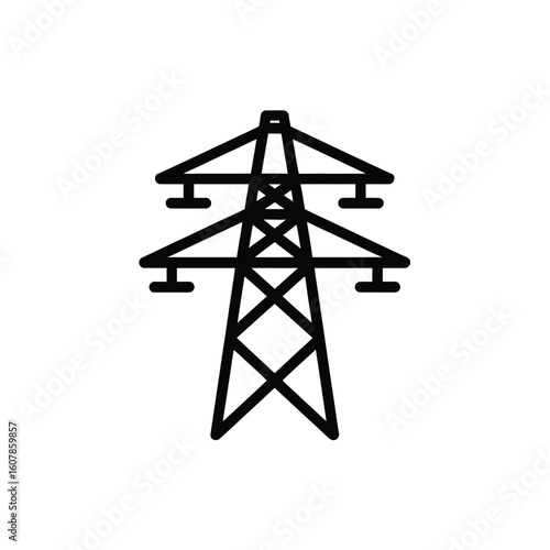 Simple black outline icon of an electricity pylon