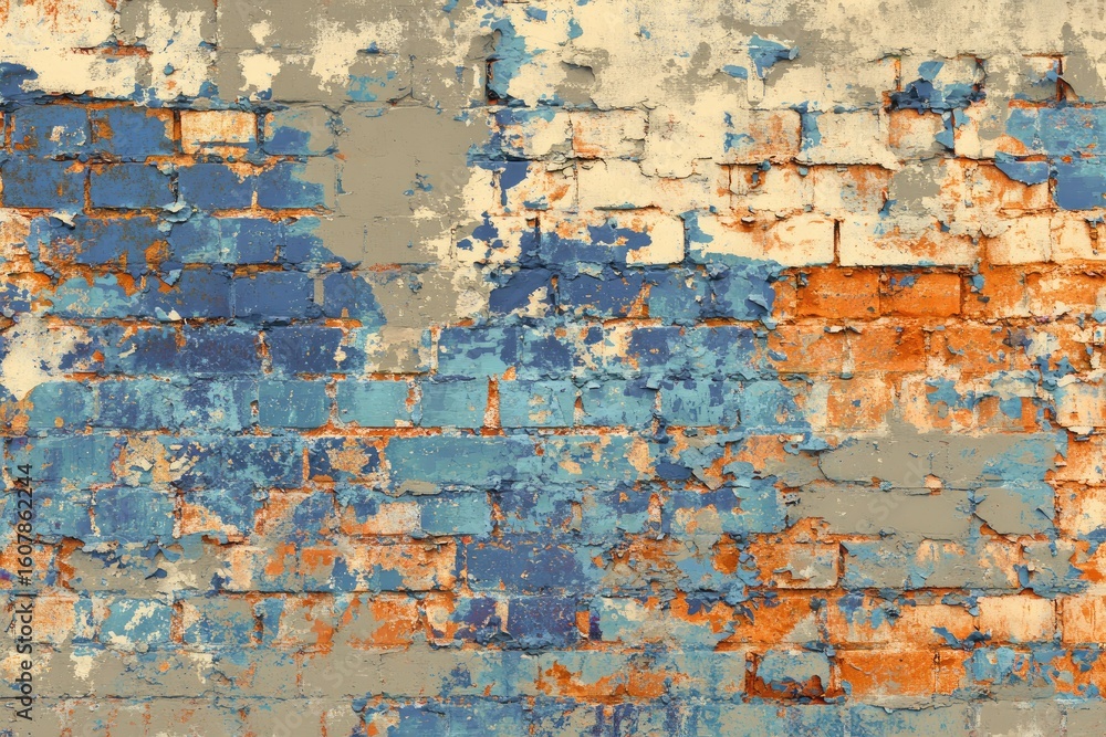 Weathered brick wall with peeling paint Weathered brick wall with peeling paint