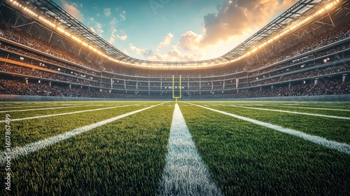 Wallpaper Mural Empty football field inside bright crowded stadium Torontodigital.ca