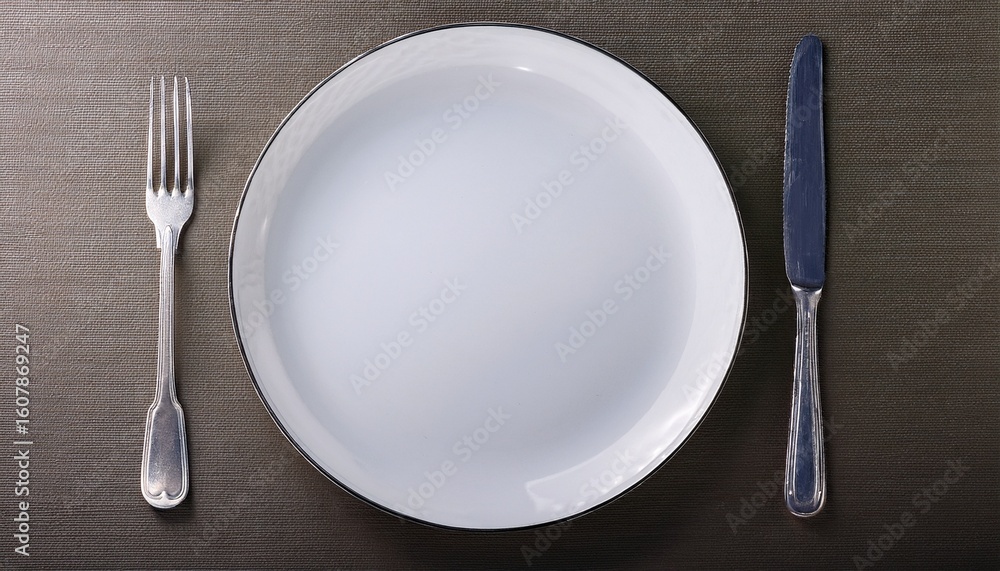 clean empty white plate with knife and fork clean empty white plate with knife and fork