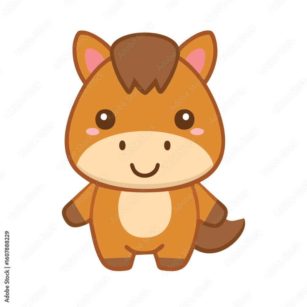 Fototapeta premium Cute cartoon horse with a cheerful expression and endearing design
