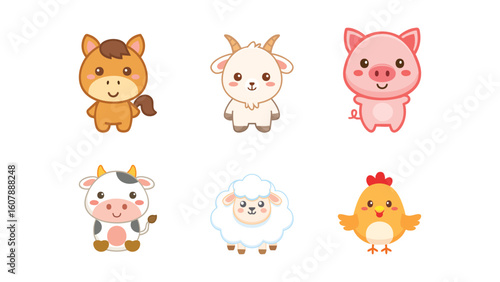 Wallpaper Mural Six charming cartoon farm animals stand ready to brighten your day Torontodigital.ca