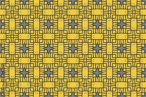Seamless Fashion Digital Textile Art Cloth Template Tile Decoration Design Shape Luxury Interior Geometric Fabric Texture Wallpaper Endless Visual Background Perspective Graphic Symmetric Pattern.