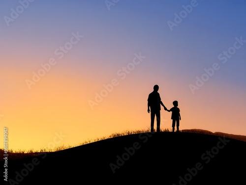 Father and Child Silhouette at Sunset