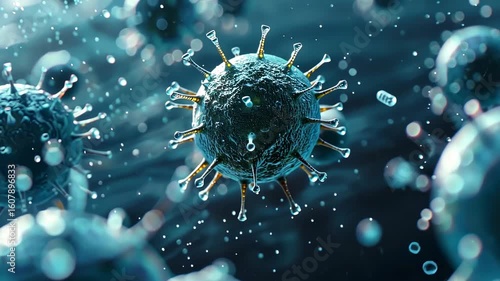 Microscopic View of a Virus:  A Detailed 3D Rendering of a Viral Particle