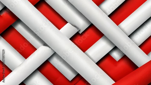 Abstract Red and White Interwoven Lines