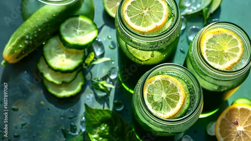 Refreshing Cucumber Lemon Detox Water Jars