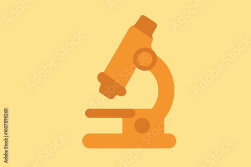 A minimalist vector illustration of a microscope used for scientific research and education, suggesting scientific innovation and exploration in laboratory settings