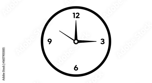 Vector art of a simple analog clock face showing the time as approximately 258, isolated on a plain white background