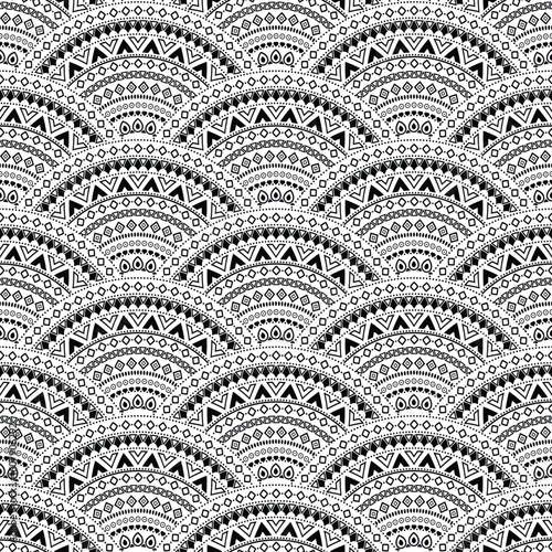 Intricate Black and White Tribal Pattern Design