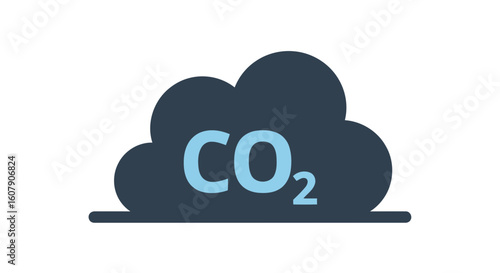 Vector art of a dark cloud with the letters co2 prominently displayed, symbolizing carbon dioxide emissions and environmental pollution
