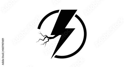 Vector art of a powerful black lightning bolt symbol with a cracked effect, isolated on a clean white background, representing energy and electrical force Free Download Vector art of a powerful black lightning bolt symbol with a cracked effect, isolated on a clean white background, representing energy and electrical force - GFXLoad