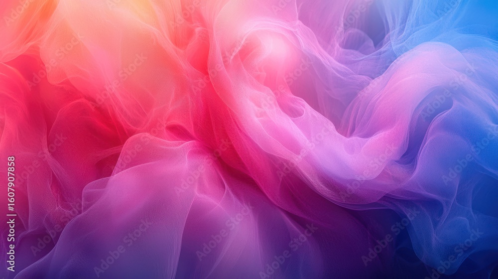 Fototapeta premium Abstract, soft smoke swirls with vibrant reds, purples, blues, and yellows