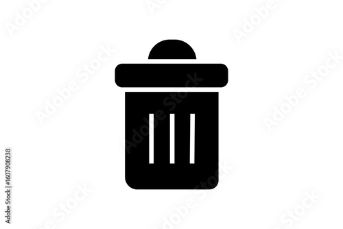The icon features a cylindrical container with a rounded lid on top and three vertical white lines representing the bin's slits.