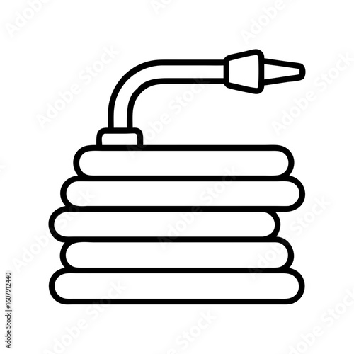 Garden hose coiled vector illustration for watering lawn irrigation and car washing equipment