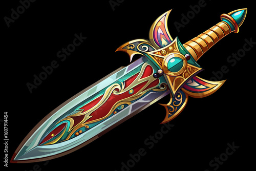 vector of Gladius sword decorated with silver blade for collection enthusiasts... black background.