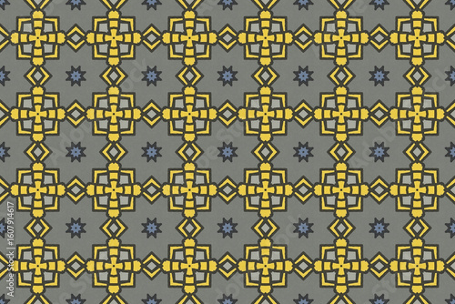 Seamless Fashion Digital Textile Art Cloth Template Tile Decoration Design Shape Luxury Interior Geometric Fabric Texture Wallpaper Endless Visual Background Perspective Graphic Symmetric Pattern.