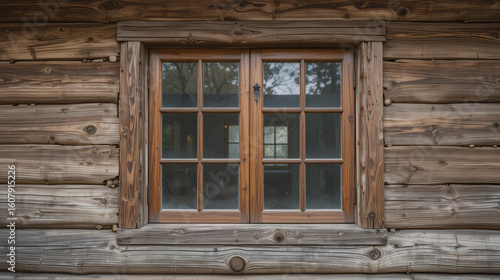 a wooden window with a wooden frame