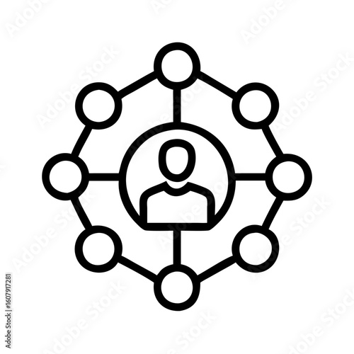 Network connection social media communication hub community person icon vector graphic design element