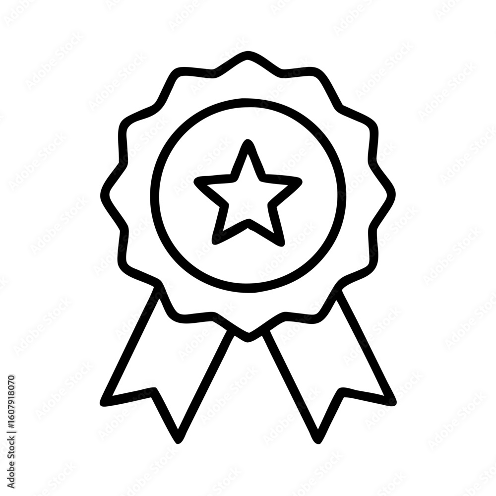 Star award ribbon outline icon vector illustration achievement badge quality symbol design element for app Star award ribbon outline icon vector illustration achievement badge quality symbol design element for app