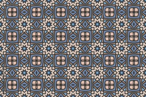 Seamless Fashion Digital Textile Art Cloth Template Tile Decoration Design Shape Luxury Interior Geometric Fabric Texture Wallpaper Endless Visual Background Perspective Graphic Symmetric Pattern.