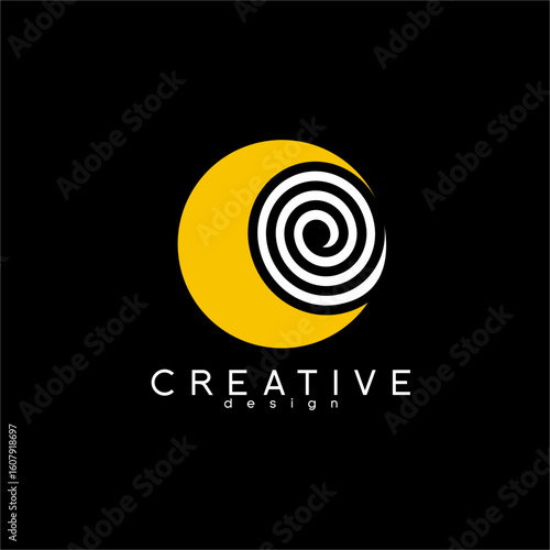 Moon logo design with whirlpool.
