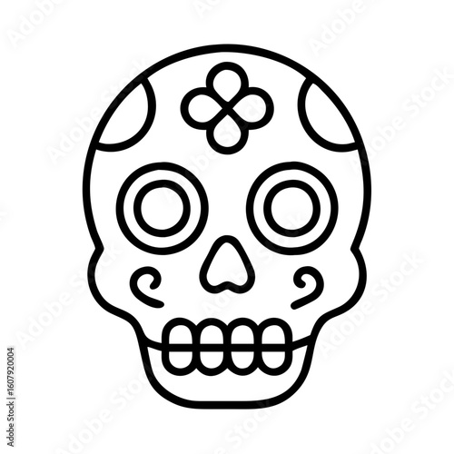 Day of the dead sugar skull vector illustration for halloween and dia de los muertos celebration
