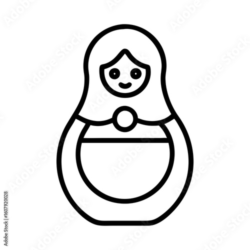 Matryoshka doll vector outline illustration russian nesting doll icon traditional toy souvenir 90s
