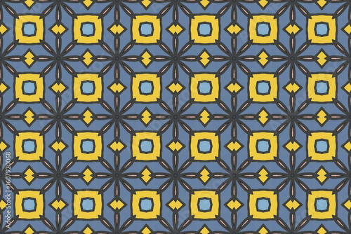 Seamless Fashion Digital Textile Art Cloth Template Tile Decoration Design Shape Luxury Interior Geometric Fabric Texture Wallpaper Endless Visual Background Perspective Graphic Symmetric Pattern.