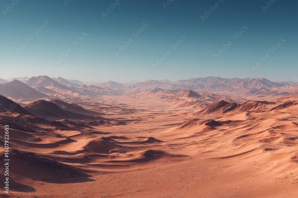 Naklejka premium Vast desert valley, mountains