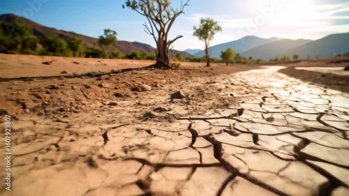 Dried Riverbed, Desert Landscape, Drought, Environmental Crisis, Nature's Impact