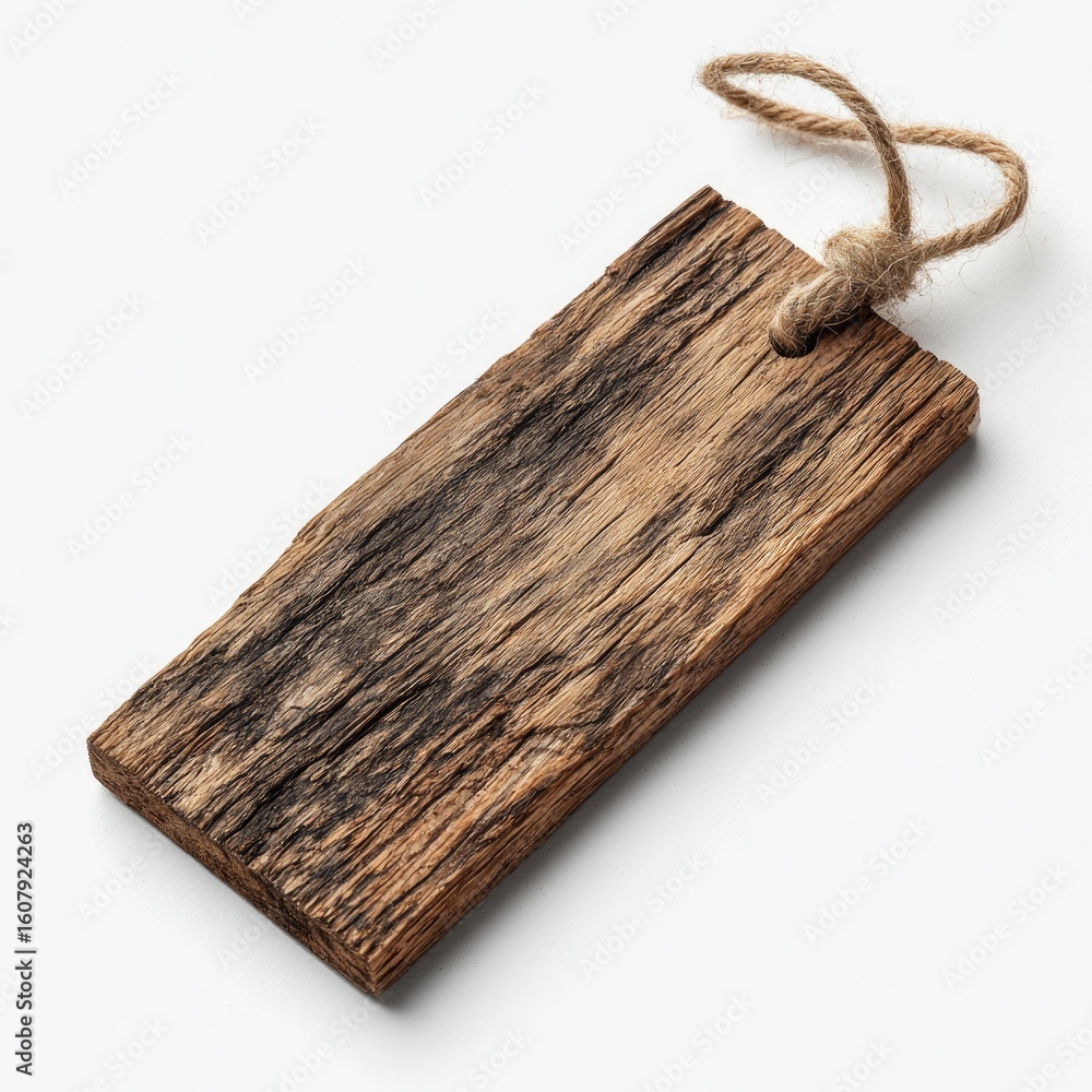 Fototapeta premium Rustic wooden rectangular sign with twine