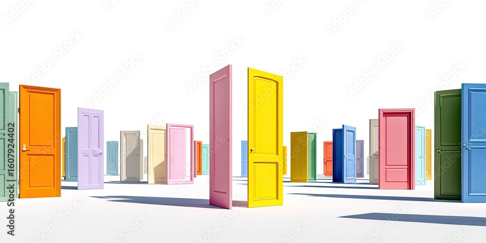 Naklejka premium Colorful doorways leading to different opportunities