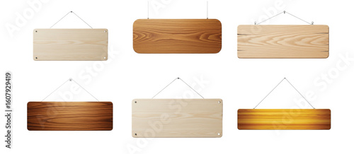 3D Render of a Rustic Hanging Wooden Signboard