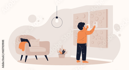 Youngster Doing Chores With Cleaning Product At Cozy Indoor Living Room
