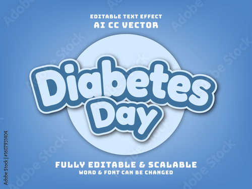 3d world diabetes day editable text effect