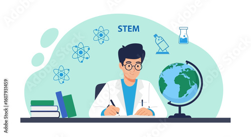 Young Man In Science And Technology Field Doing Research Studies