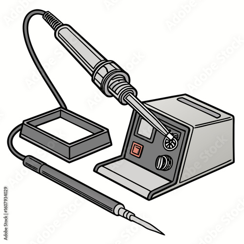 Creative Soldering Station Vector Illustration | Clean and Modern Design for Electronics Repair, PCB Soldering, and Engineering Tool 