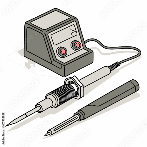 Creative Soldering Station Vector Illustration | Clean and Modern Design for Electronics Repair, PCB Soldering, and Engineering Tool 
