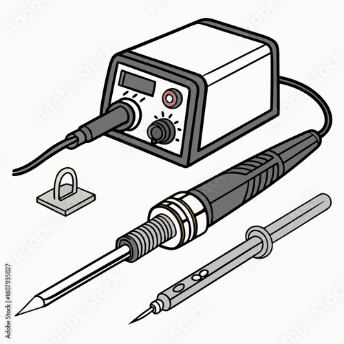 Creative Soldering Station Vector Illustration | Clean and Modern Design for Electronics Repair, PCB Soldering, and Engineering Tool 