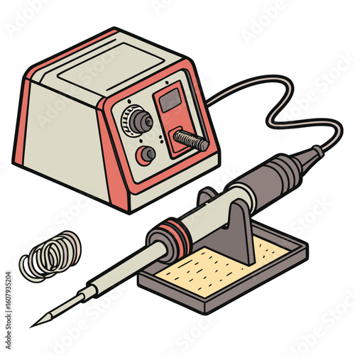 Creative Soldering Station Vector Illustration | Clean and Modern Design for Electronics Repair, PCB Soldering, and Engineering Tool 