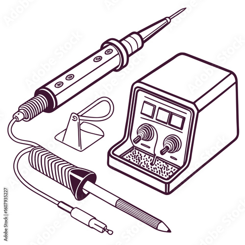 Creative Soldering Station Vector Illustration | Clean and Modern Design for Electronics Repair, PCB Soldering, and Engineering Tool 